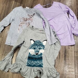 Girls Long Sleeve Shirts Size 10-12 Kids 3 Pieces Long Sleeve Tees Set